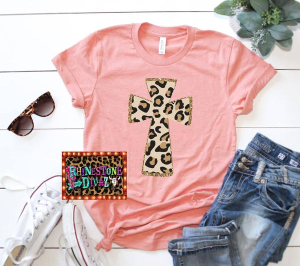 Pastel Leopard Cross Tee * Multiple colors*