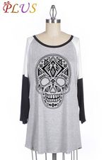 Black/White Sugar Skull Raglan