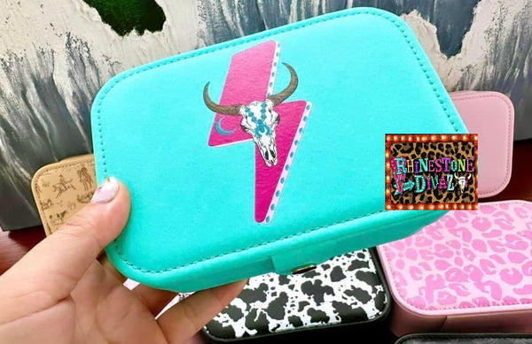 Turquoise Bull Skull Jewelry Case