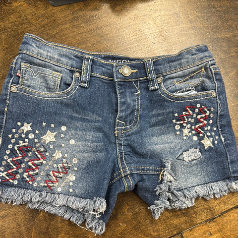 Girls American Sequin Denim Shorts