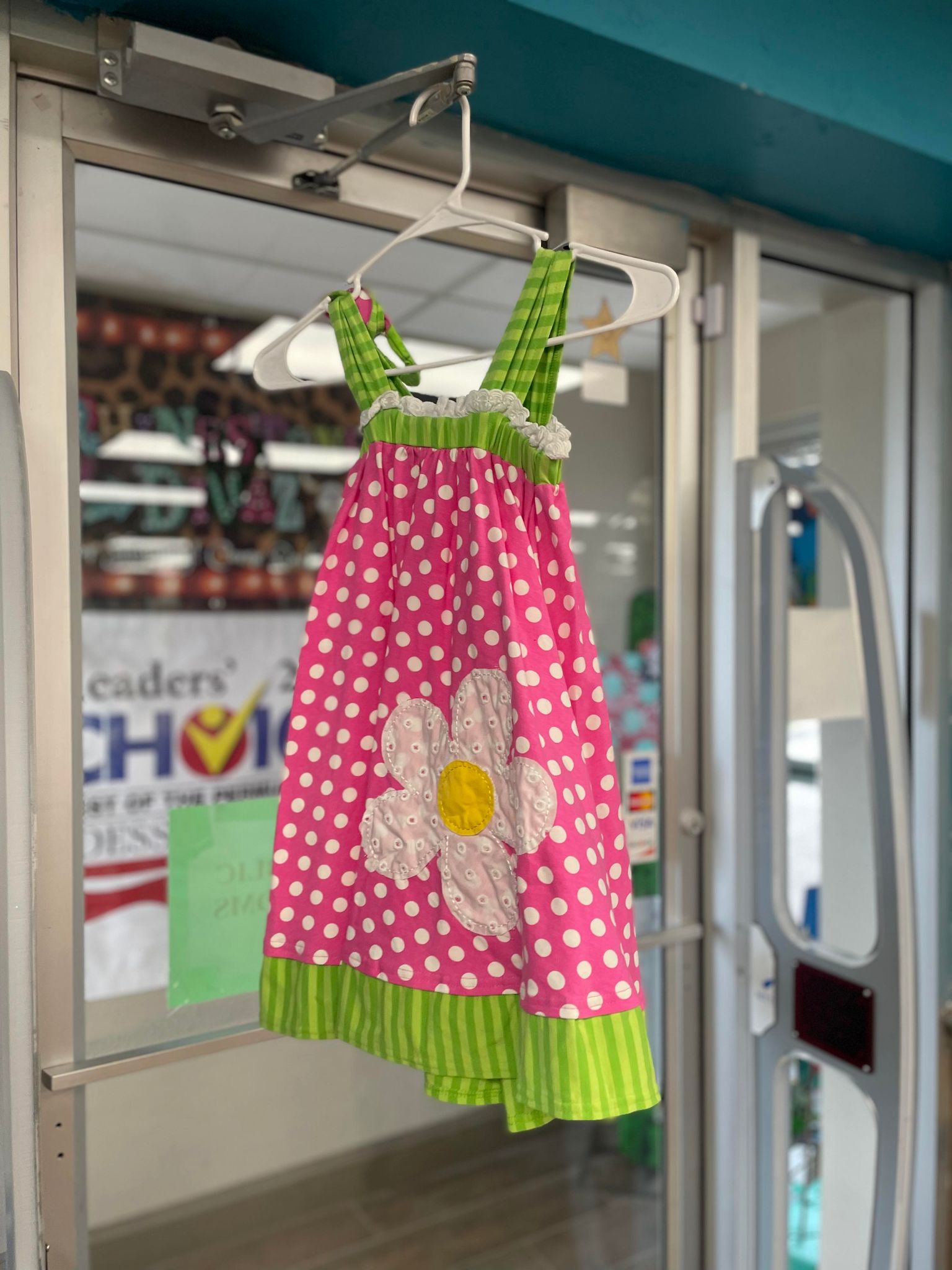 Peaches N Cream Polka Dot Flower Dress/ W Headband