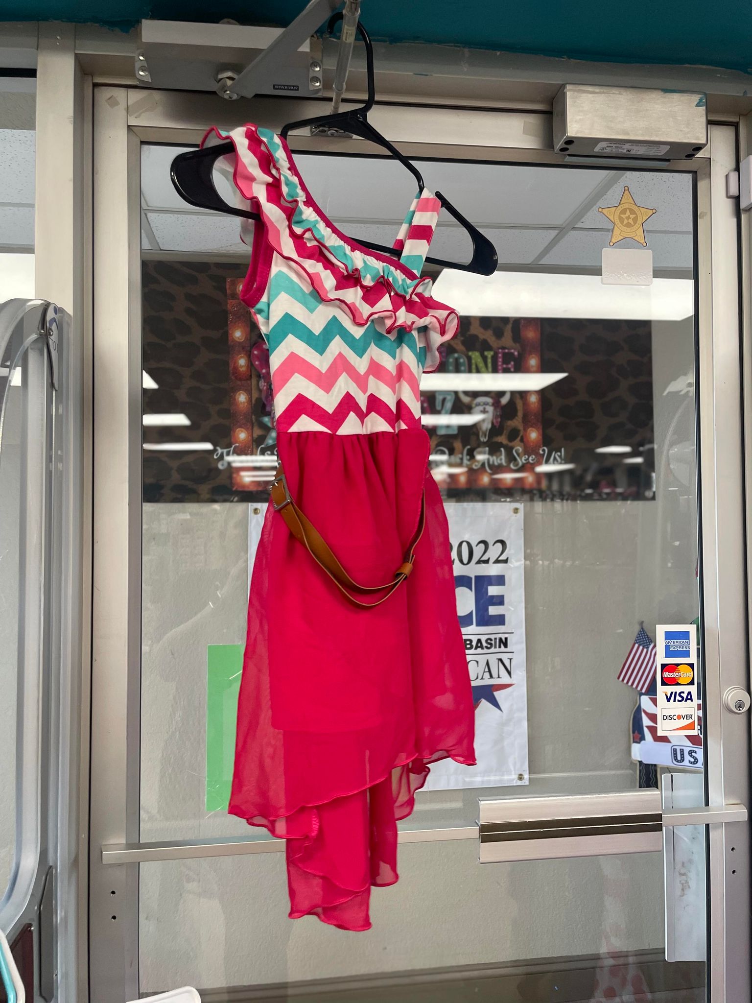 Pink Chevron Asymmetrical Dress