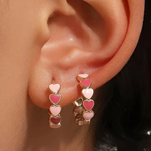 Pink Heart Hoop Earrings