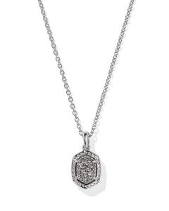 Daphne Silver Framed Short Pendant Necklace in Platinum