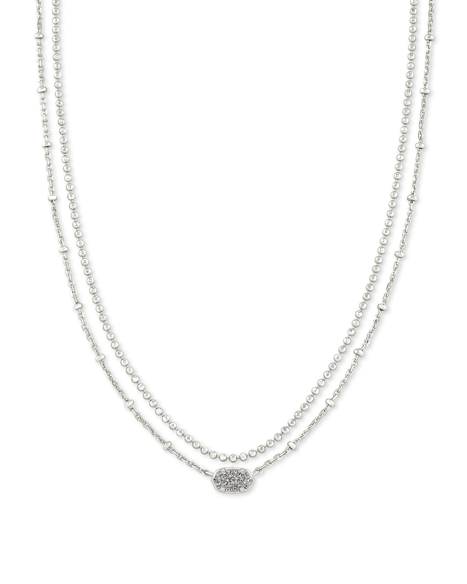 Emilie Silver Multi Strand Necklace in Platinum Drusy