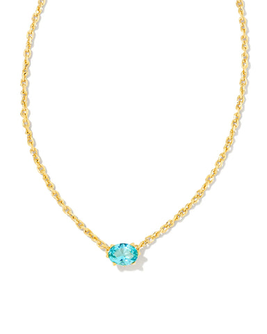 Cailin Gold Pendant Necklace in Aqua Crystal