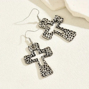 Hammered Cross Earrings