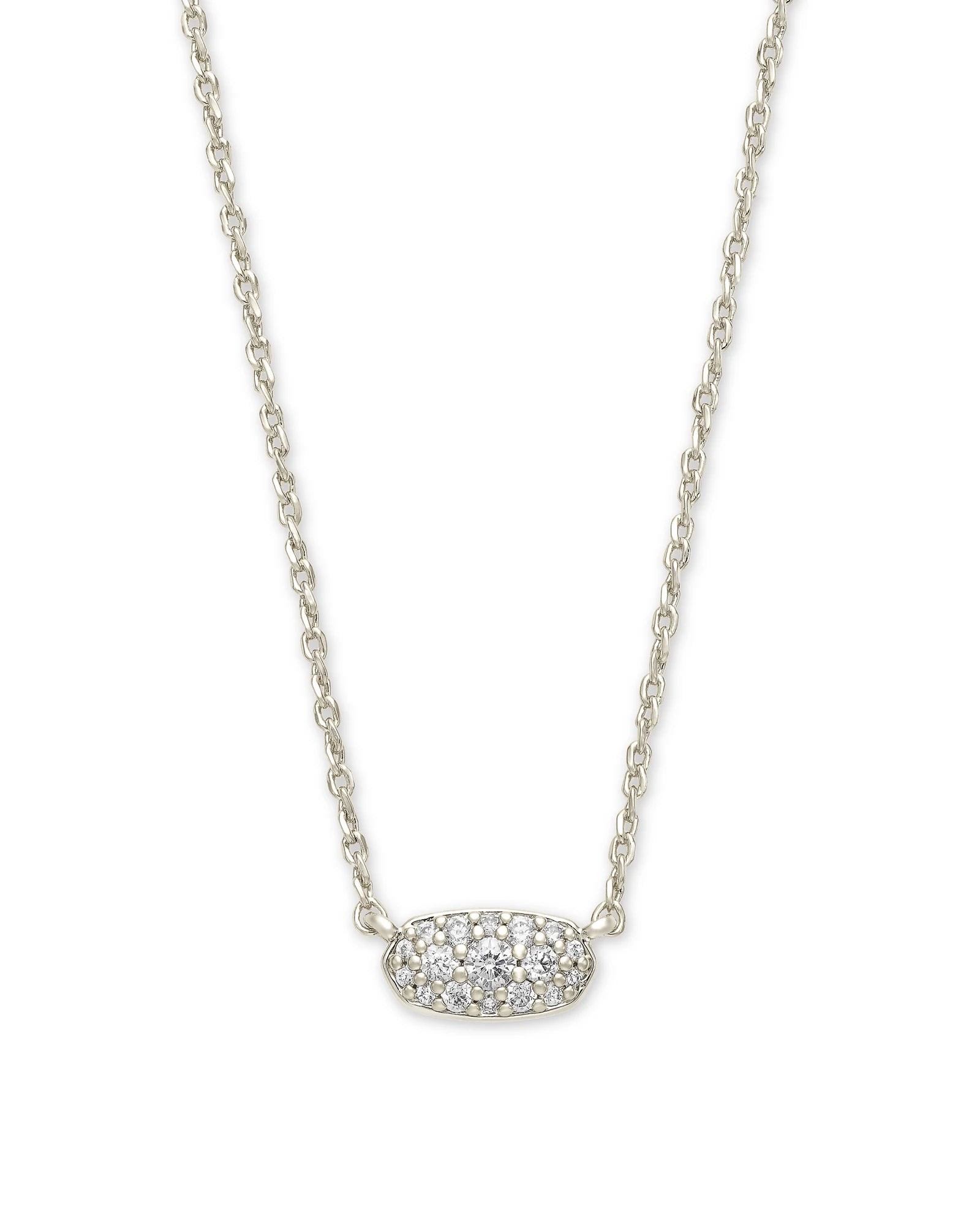 Grayson Silver Pendant Necklace in White Crystal