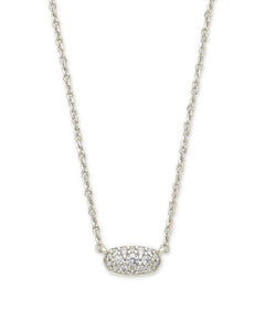 Grayson Silver Pendant Necklace in White Crystal