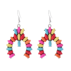 Multi Color Squash Blossom Earrings