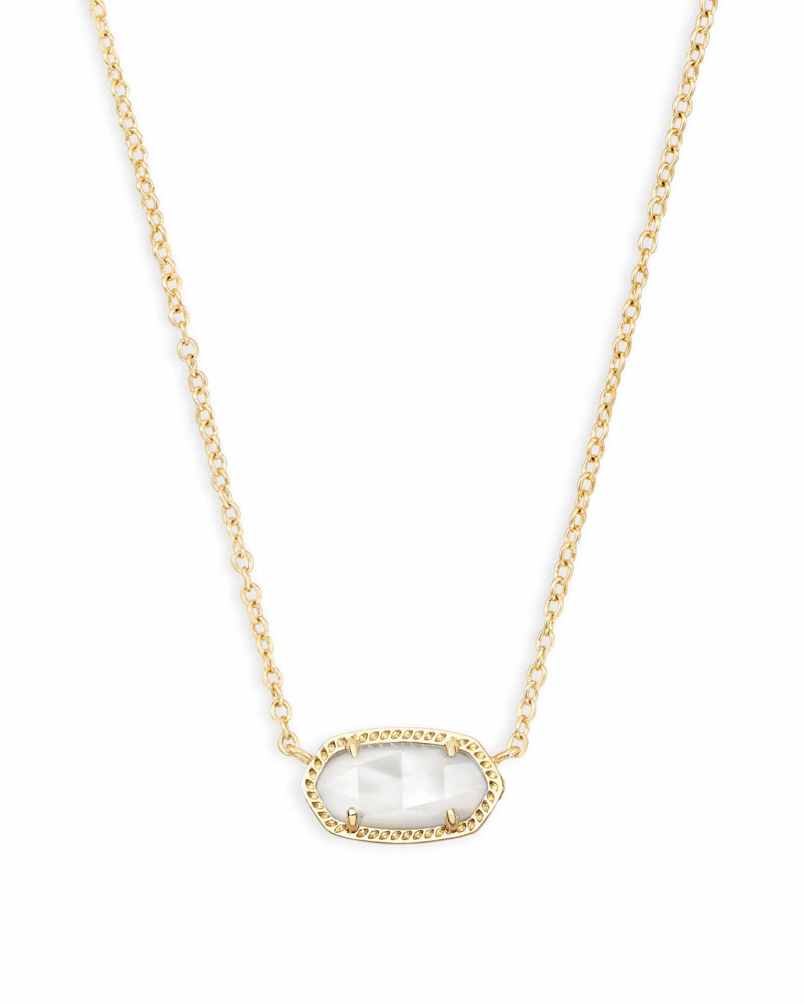 Elisa Gold Pendant Necklace in Ivory Mother-of-Pearl