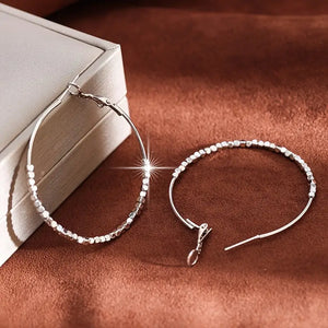 Silver Cubed Hoop Earrings