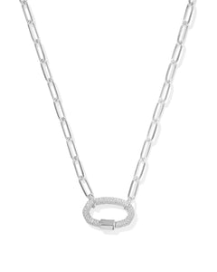 Emery Silver Link and Chain Necklace in White Crystal