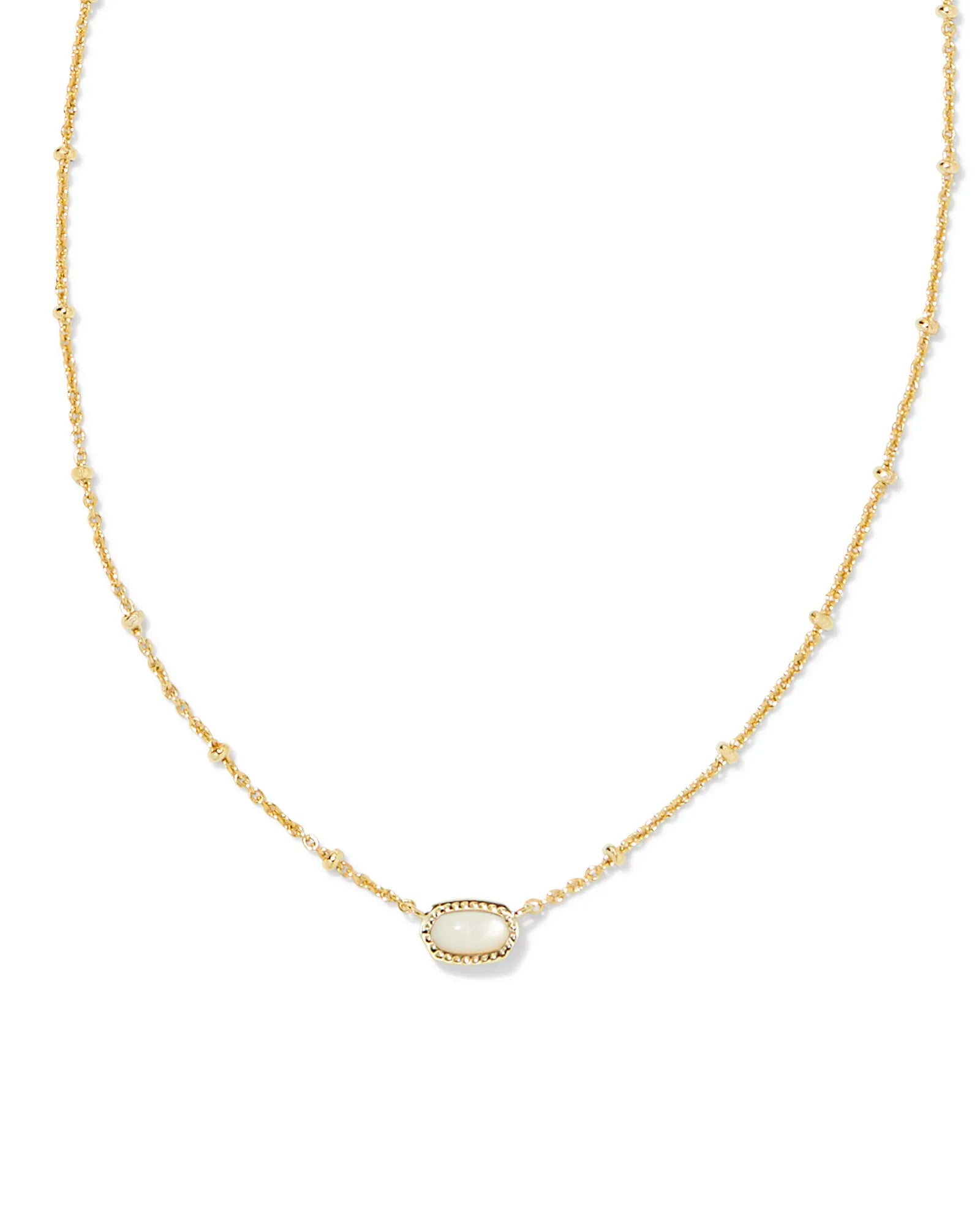 Mini Elisa Gold Satellite Short Pendant Necklace in Ivory Of Pearl