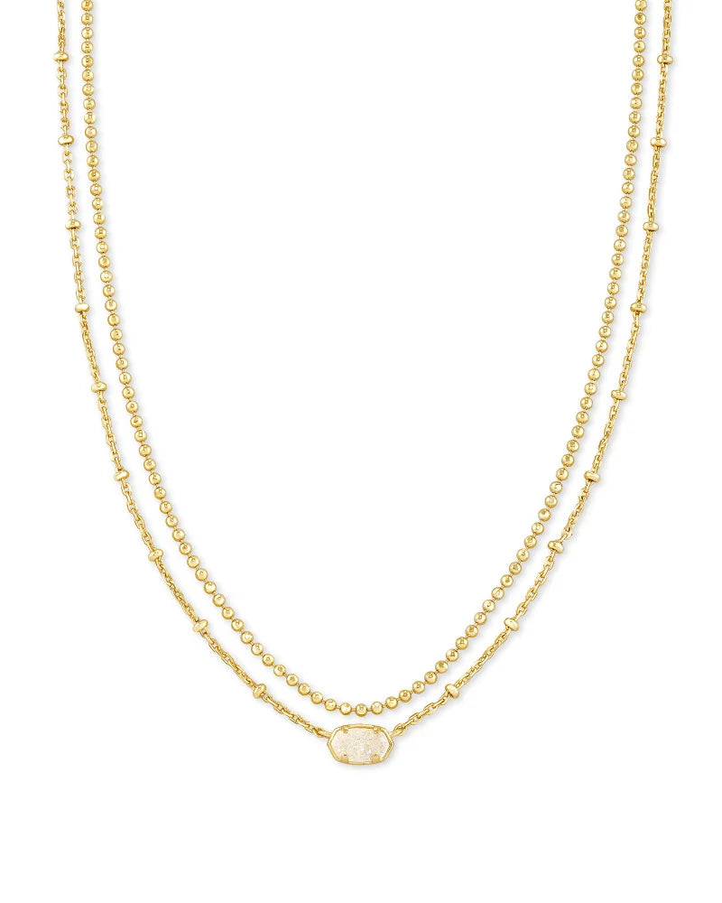 Emilie Gold Multi Strand Necklace in Iridescent Drusy