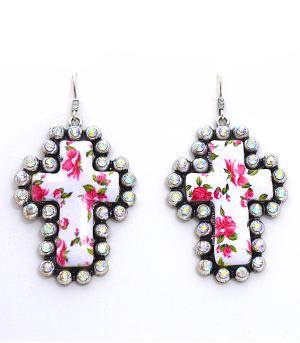 Floral Cross Earrings