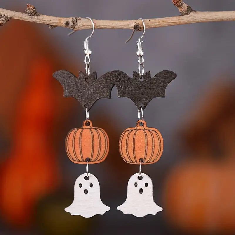 Halloween Trio Wood Earrings