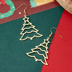 Gold Christmas Tree Earrings