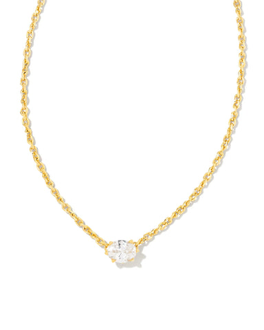 Cailin Gold Pendant Necklace in White Crystal