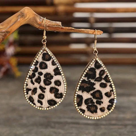 Leopard Faux Hair On Hide Earrings