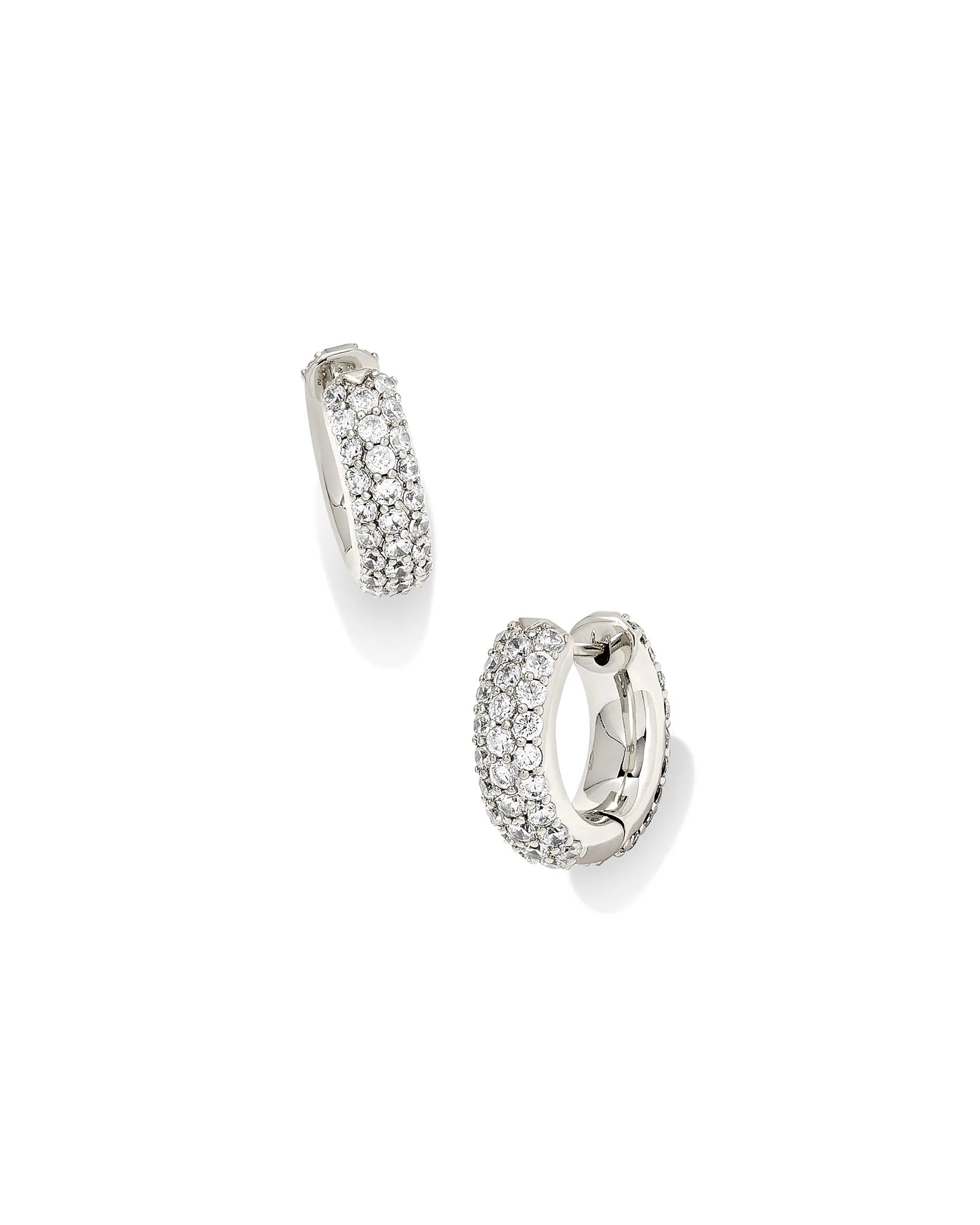 Mikki Pave Huggie Earrings in Silver