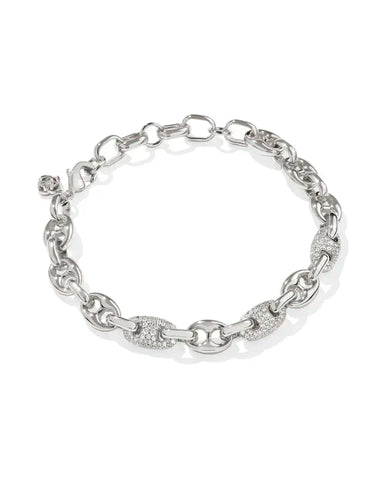 Bailey Silver Pave Chain Bracelet in White Crystal