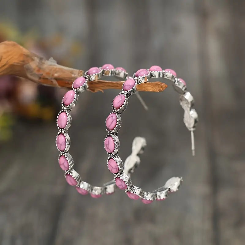 Pink C Hoop Earrings