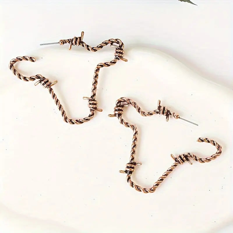 Bronze Barbed Cow Earrings