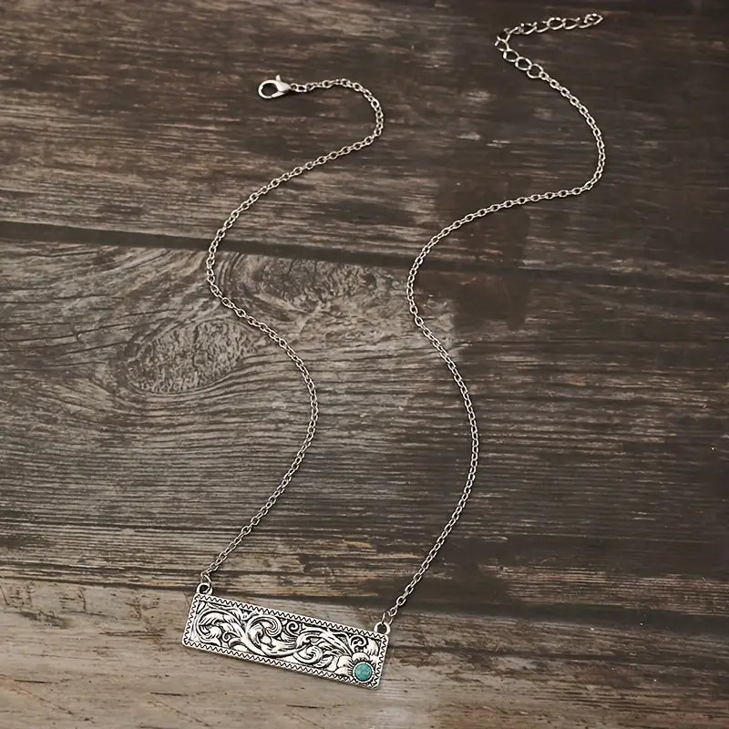 Tooled Boho Chic Bar Necklace