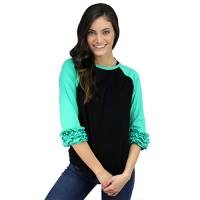 Teal Ruffle Raglan