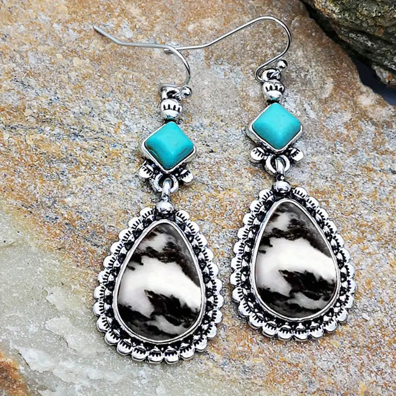 Black/White Turquoise Earrings