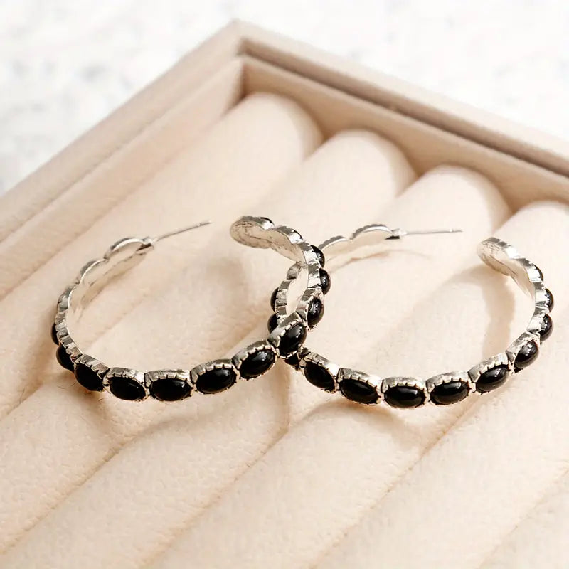 Black C Hoop Earrings