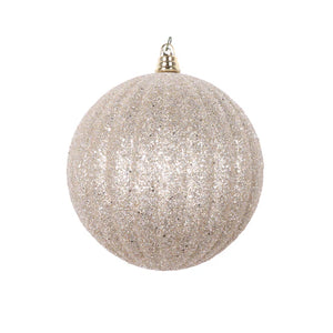 5" PLATINUM GLITTER PLEATED ORNAMENTS