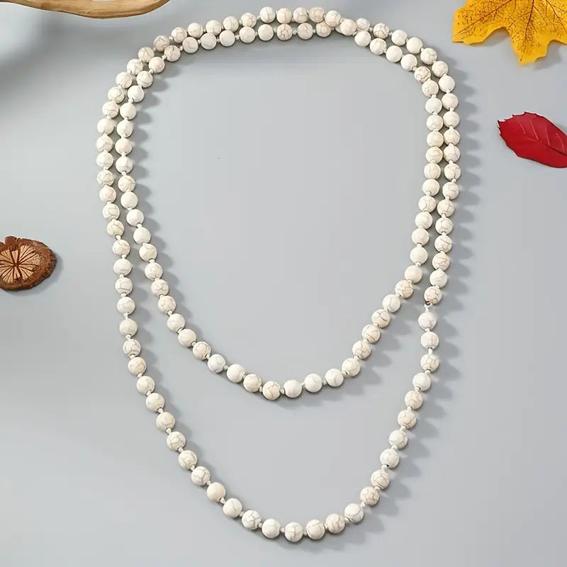 White Stone Bead Necklace