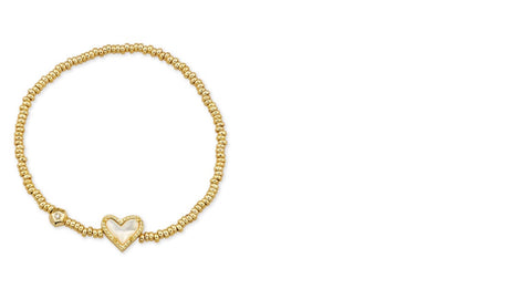 ARI HEART STRETCH BRACELET GOLD IVORY MOP