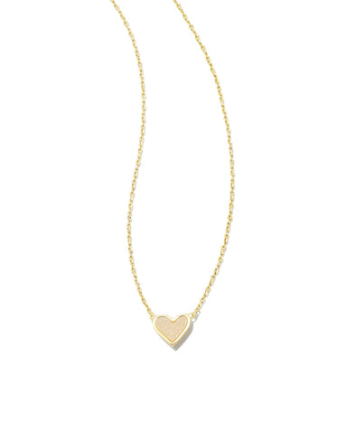 Framed Ari Heart Gold Short Pendant Necklace in Iridescent Drusy