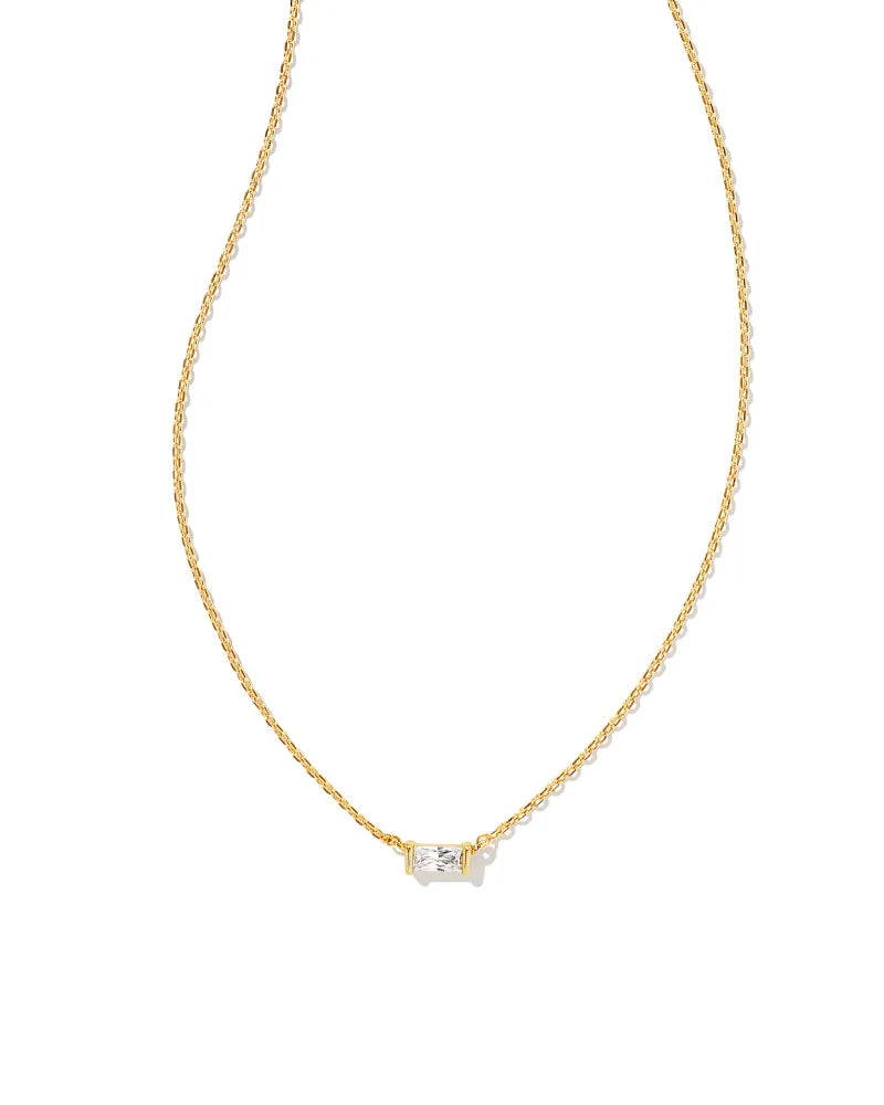 Juliette Gold Pendant Necklace in White Crystal