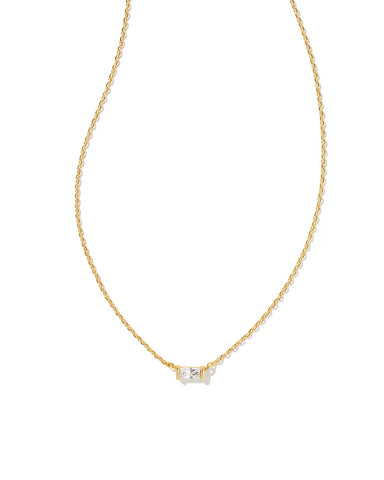 Juliette Gold Pendant Necklace in White Crystal