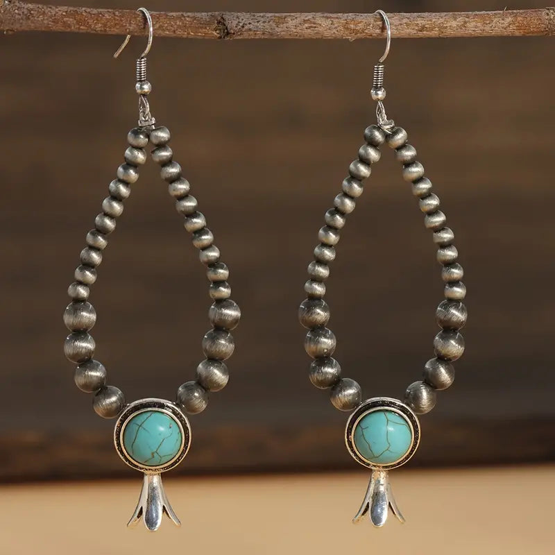 Turquoise Beaded Dangle Earrings