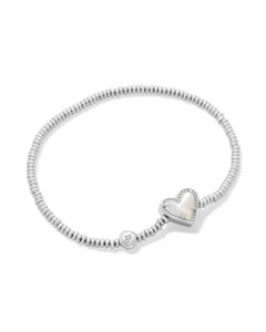 Ari Heart Silver Stretch Bracelet in Ivory Mother-of-Pearl