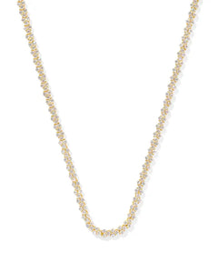 Emery Gold Tennis Necklace in White Crystal