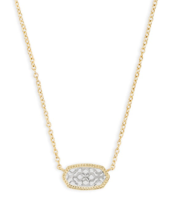 ELISA SHORT PENDANT NECKLACE GOLD - RHODIUM FILIGREE MIX