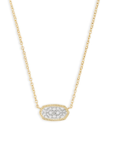 ELISA SHORT PENDANT NECKLACE GOLD - RHODIUM FILIGREE MIX