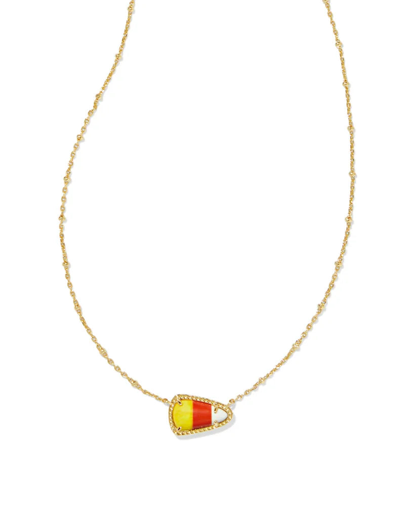 Candy Corn Gold Short Pendant Necklace in Candy Corn