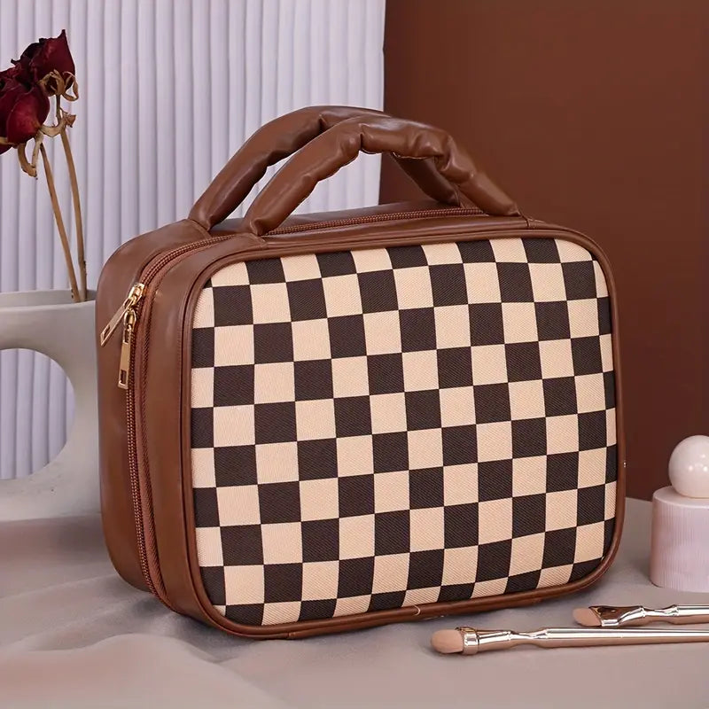 Checker Makeup Bag