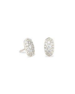 Grayson Silver Stud Earrings in White Crystal