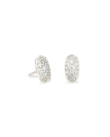 Grayson Silver Stud Earrings in White Crystal