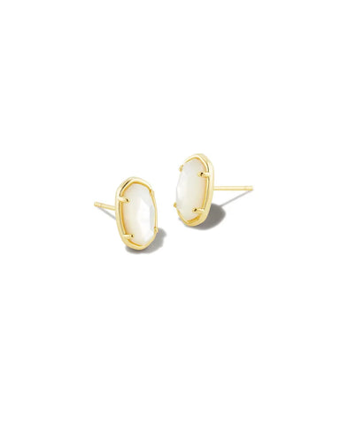 Grayson Gold Stud Earrings in Ivory Mother-of-Pearl