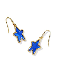 Ada Gold Star Small Drop Earrings in Cobalt Blue Illusion