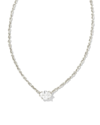 Cailin Silver Pendant Necklace in White Crystal